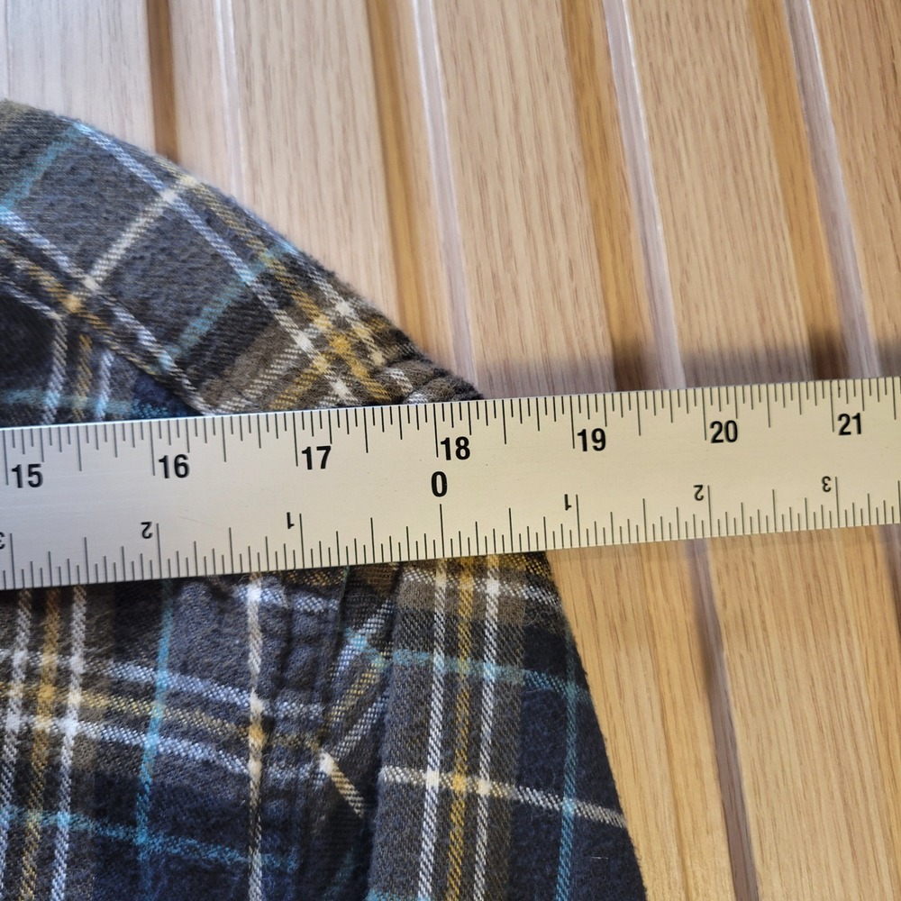 LL Bean Mens Flannel Shirt Medium Slightly Fitted Plaid Blue Green 298167 - Picture 6 of 13